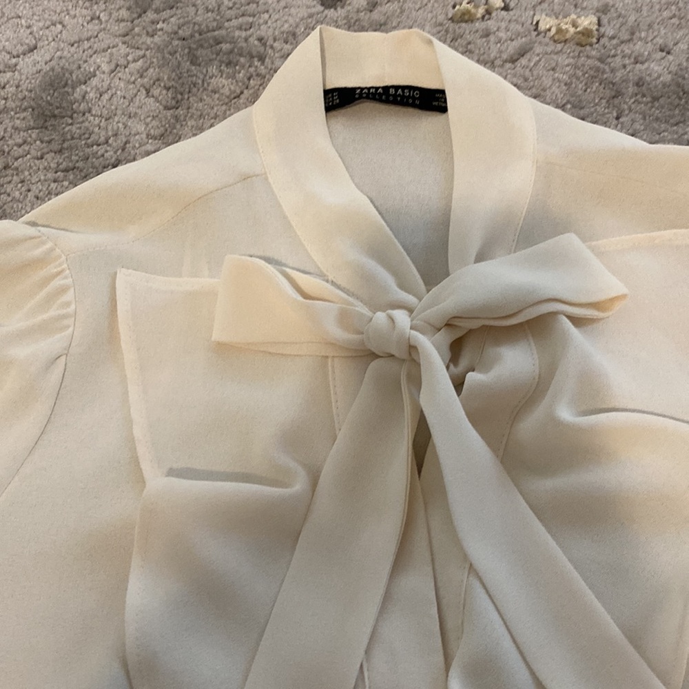 Zara Basic Collection Cream/Black Piped/Sleeve Ru… - image 3